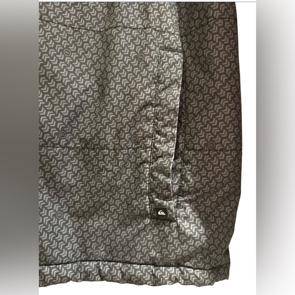 Vintage Quiksilver Jacket Mens L Black Grey Chevron Fleece Lined Zip Up - Picture 2 of 5